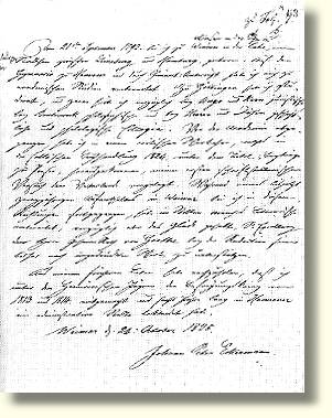 Eckermanns handgeschriebener Lebenslauf von 1825