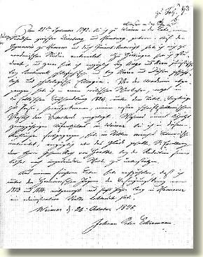 Eckermanns handschriftlicher Lebenslauf, 1825